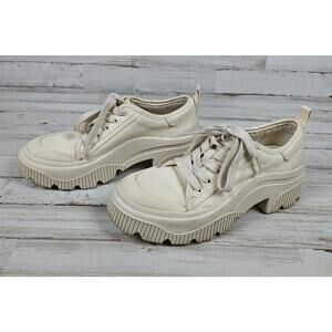 ZARA Chunky Lug Sole Canvas Lace-up Shoes Cream Colored Size EU 36/US 6